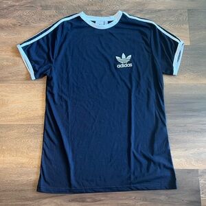 Adidas Men's Dark Blue Tee with White Accents